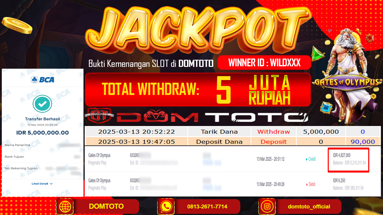 JACKPOT SLOT GATES OF OLYMPUS 13 MARET 2025